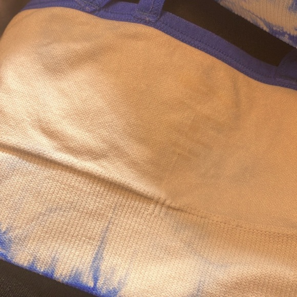 Cascade Sport blue tie dye athletic padded sports bra Summer L 36B 38B no wire - Picture 8 of 9